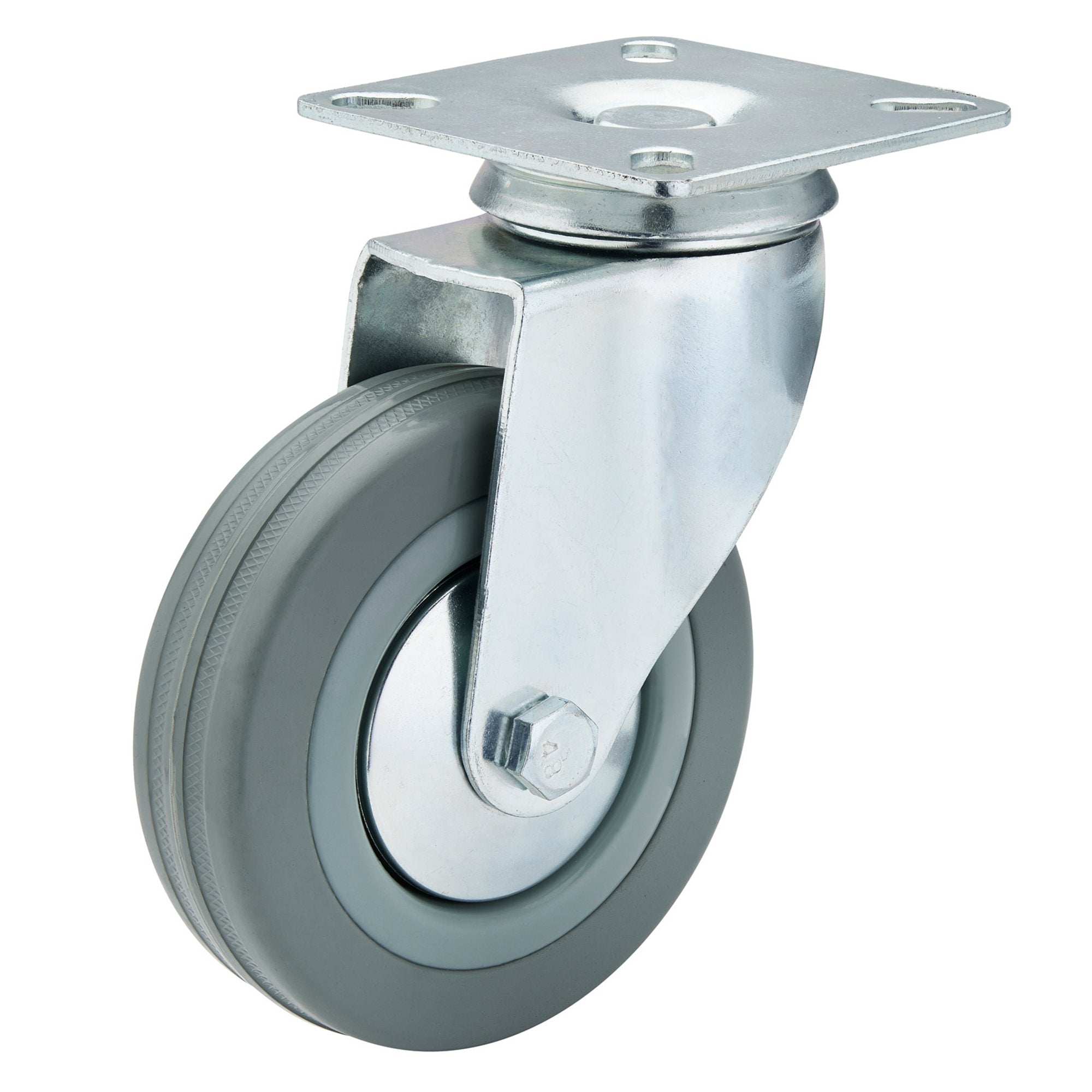 Swivel-Plate-Fixing-Rubber-Castor,-100mm-Diameter,-S.W.L.-80kg