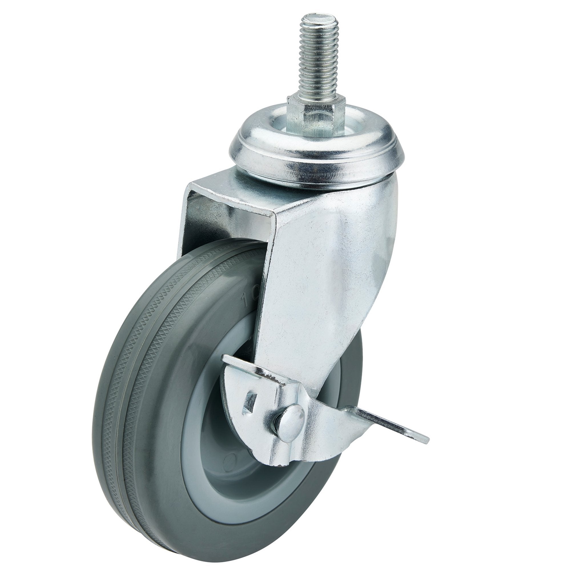 Swivel-Bolt-Fixing-Rubber-Castor-with-Brake,-100mm-Diameter,-S.W.L.-80kg