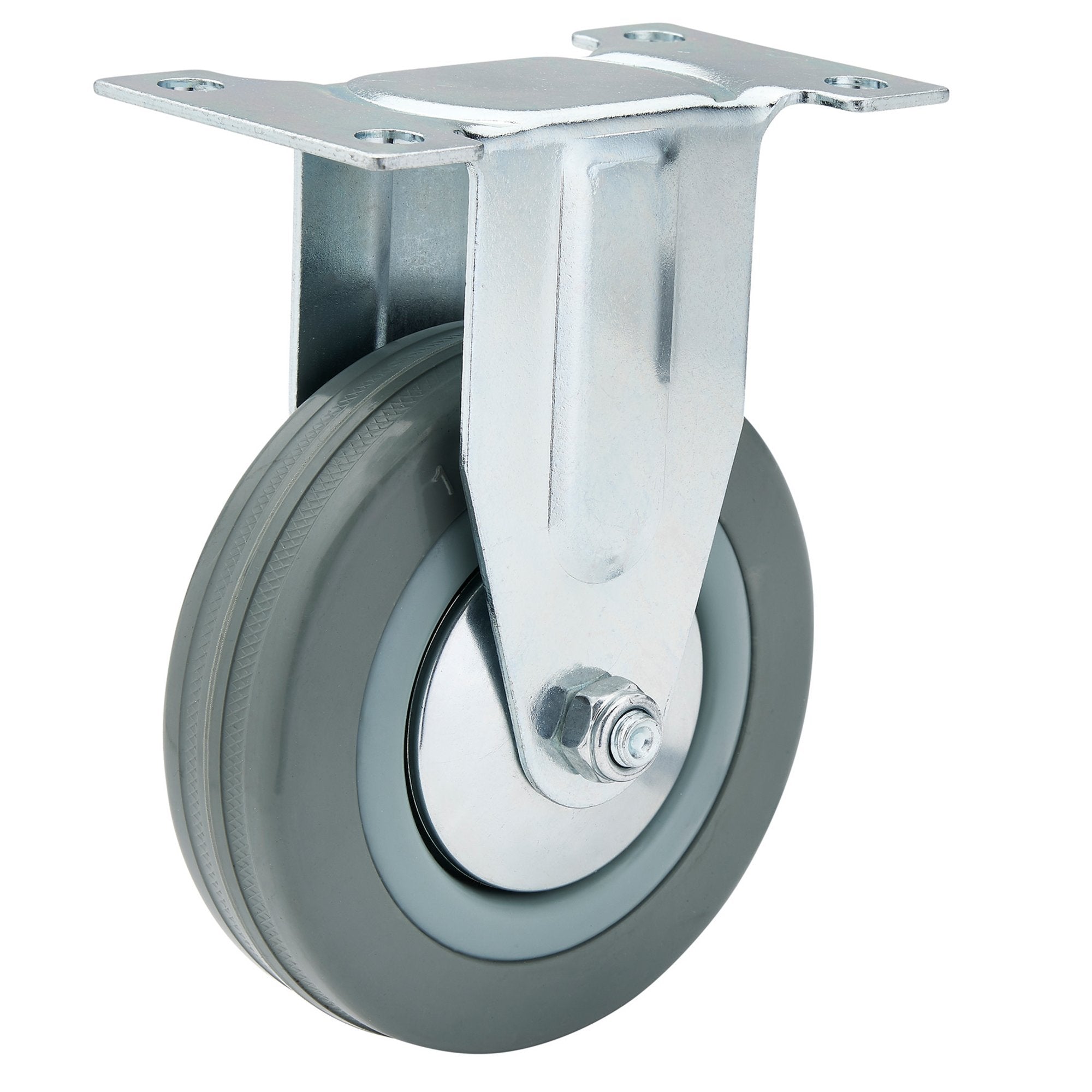 Fixed-Plate-Fixing-Rubber-Castor,-100mm-Diameter,-S.W.L.-80kg