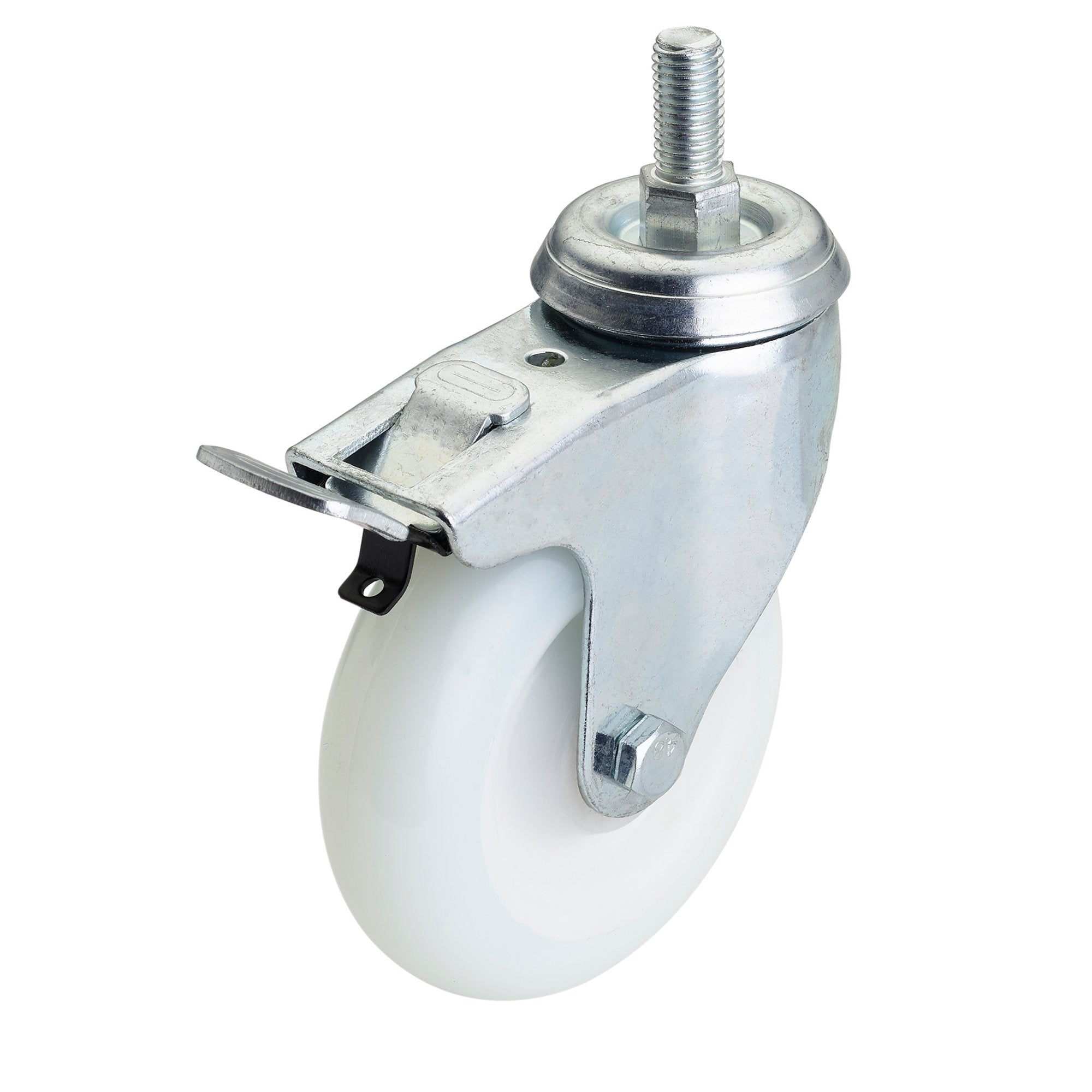 Swivel-Bolt-Fixing-Nylon-Wheel-with-Brake,-100mm-Diameter,-S.W.L.-125kg