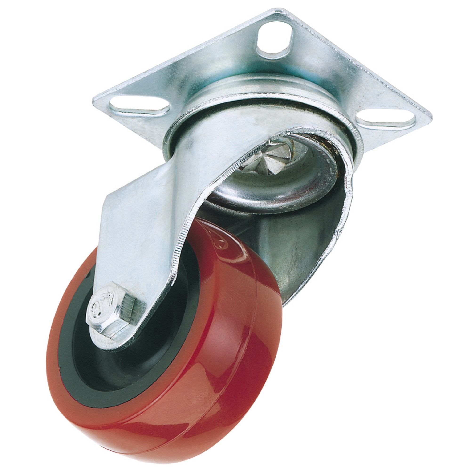 Polyurethane-Wheeled-Swivel-Plate-Fixing-Castor,-75mm-Diameter,-S.W.L.-70kg