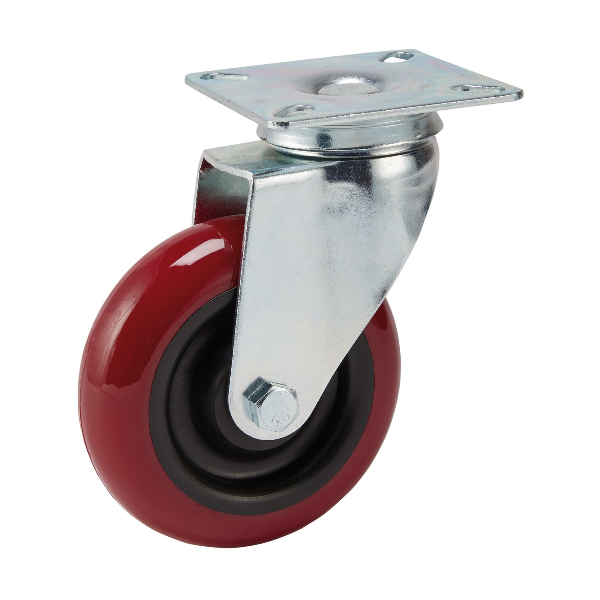 Polyurethane-Wheeled-Swivel-Plate-Castor,-100mm-Diameter,-S.W.L.-125kg