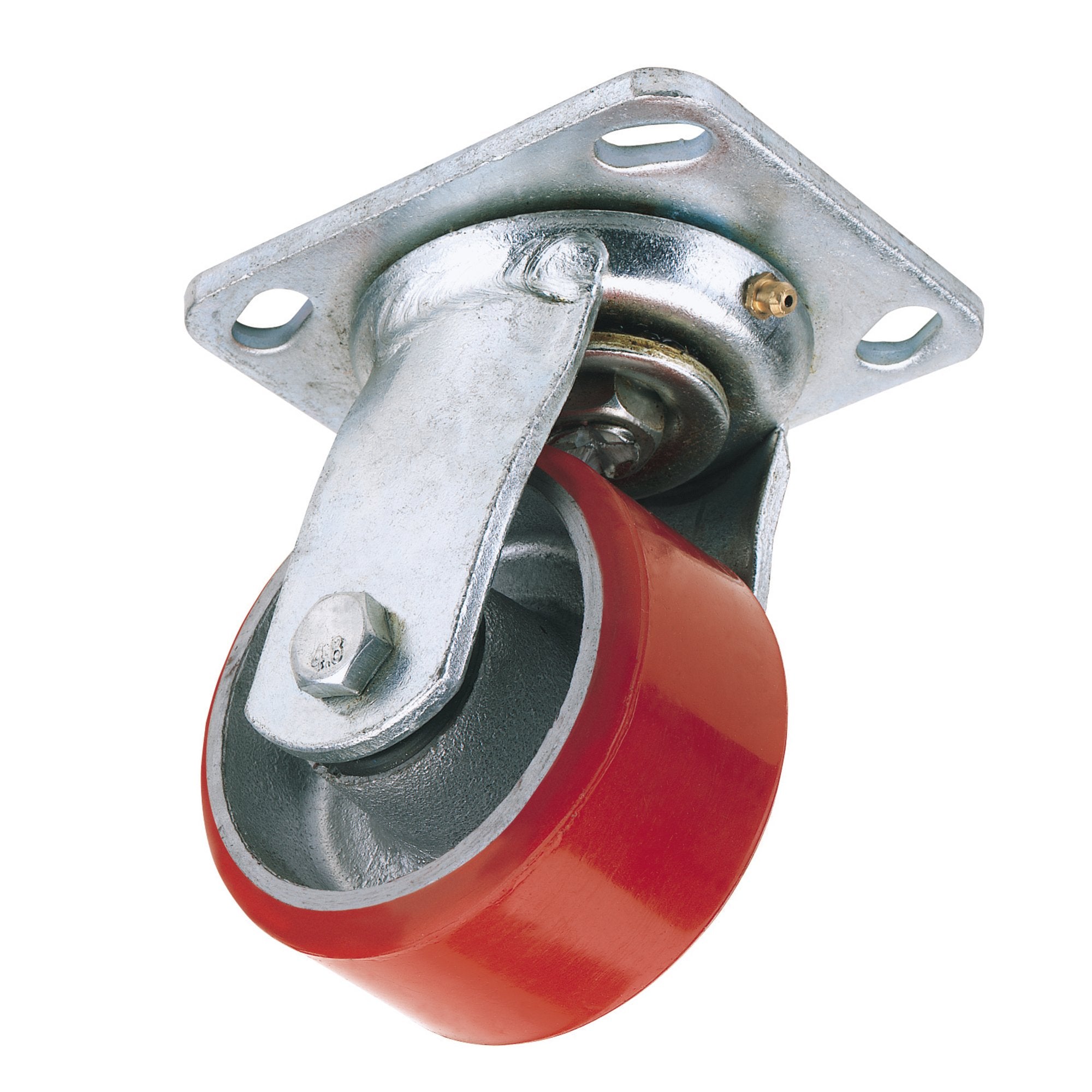 Swivel-Plate-Fixing-Heavy-Duty-Polyurethane-Wheel,-125mm-Diameter,-S.W.L.-300kg