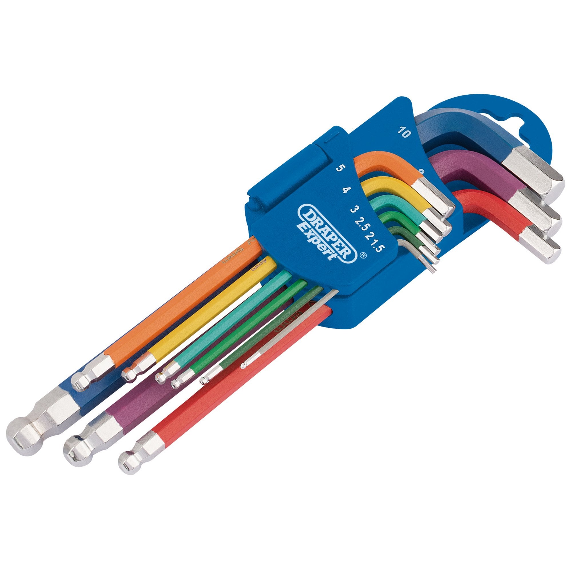 Draper-Expert-Metric-Hex.-and-Ball-End-Key-Set,-Colour-Coded-(9-Piece)