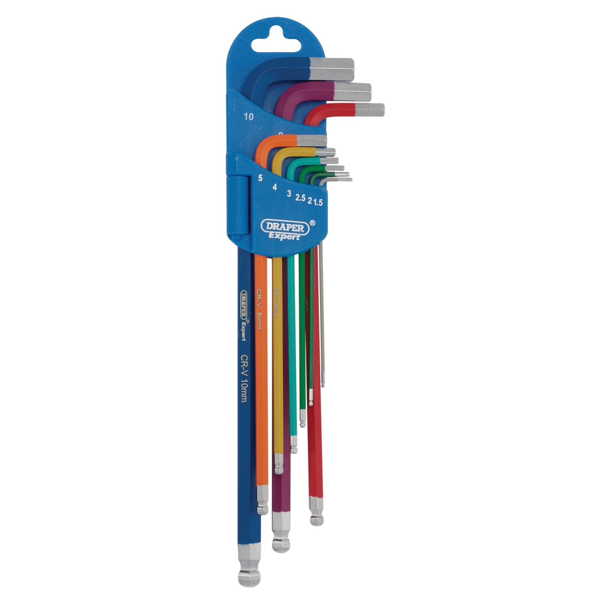 Draper-Expert-Metric-Extra-Long-Hex.-and-Ball-End-Key-Set,-Colour-Coded-(9-Piece)