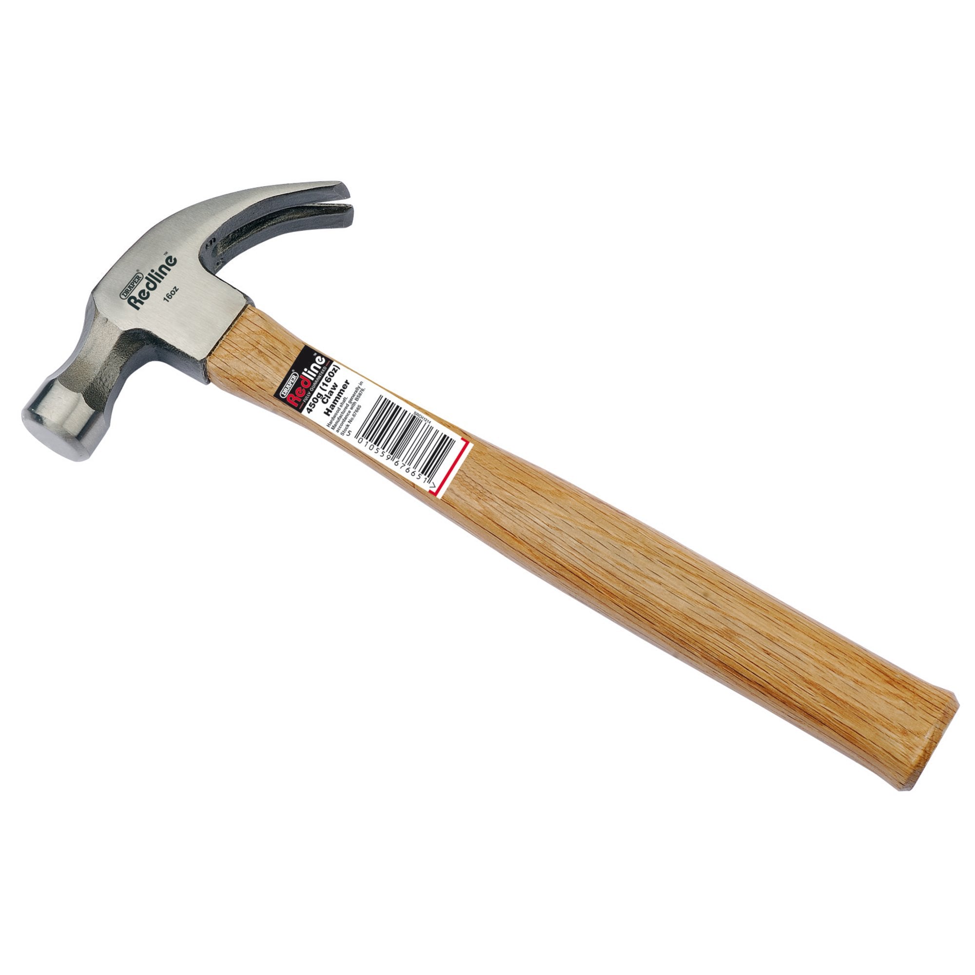 Draper-Redline®-Claw-Hammer-with-Hardwood-Shaft,-450g