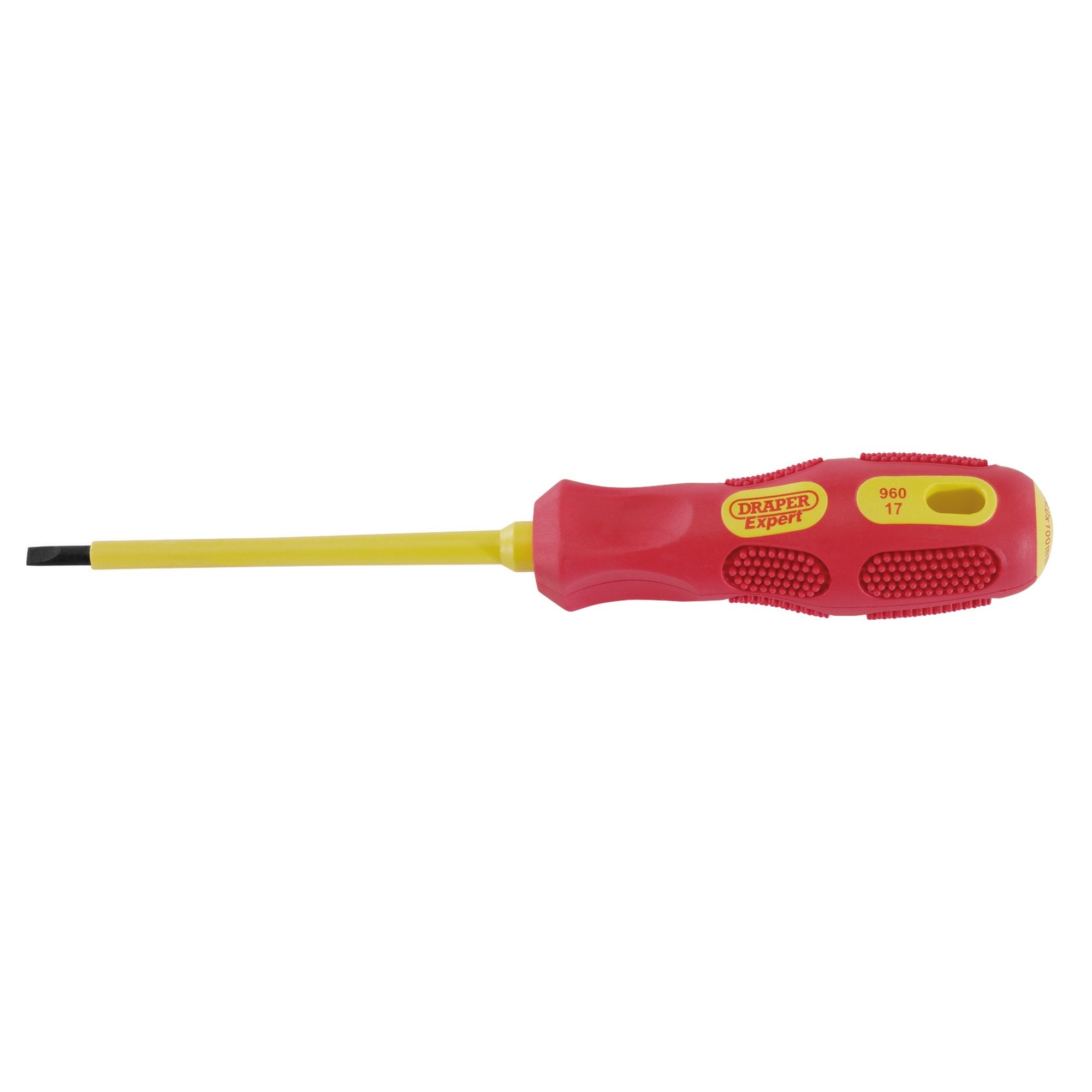 VDE-Approved-Fully-Insulated-Plain-Slot-Screwdriver,-4.0-x-100mm