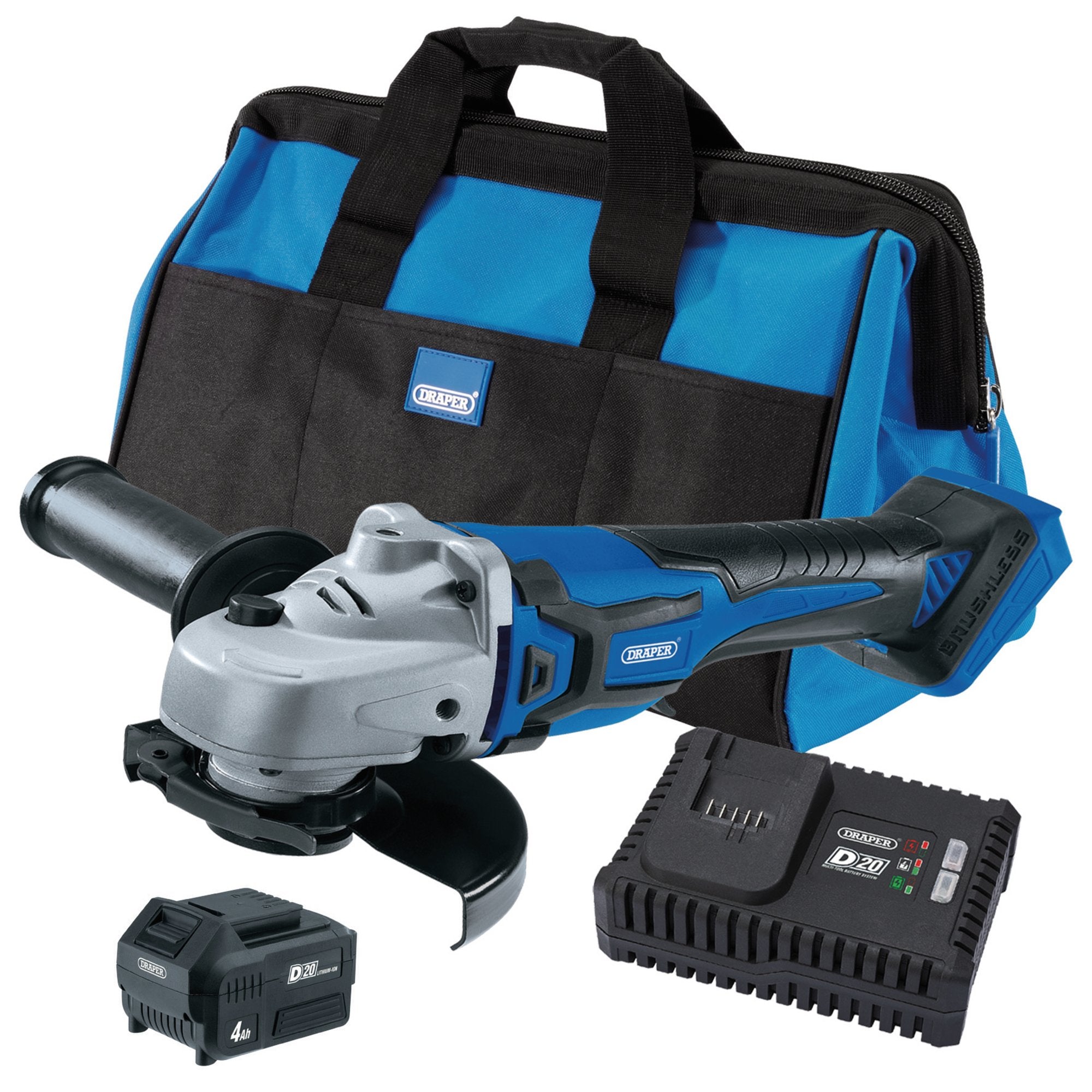 D20-20V-Angle-Grinder-Kit,-1-x-4.0Ah-Battery,-1-x-Fast-Charger-in-28L-Tool-Bag