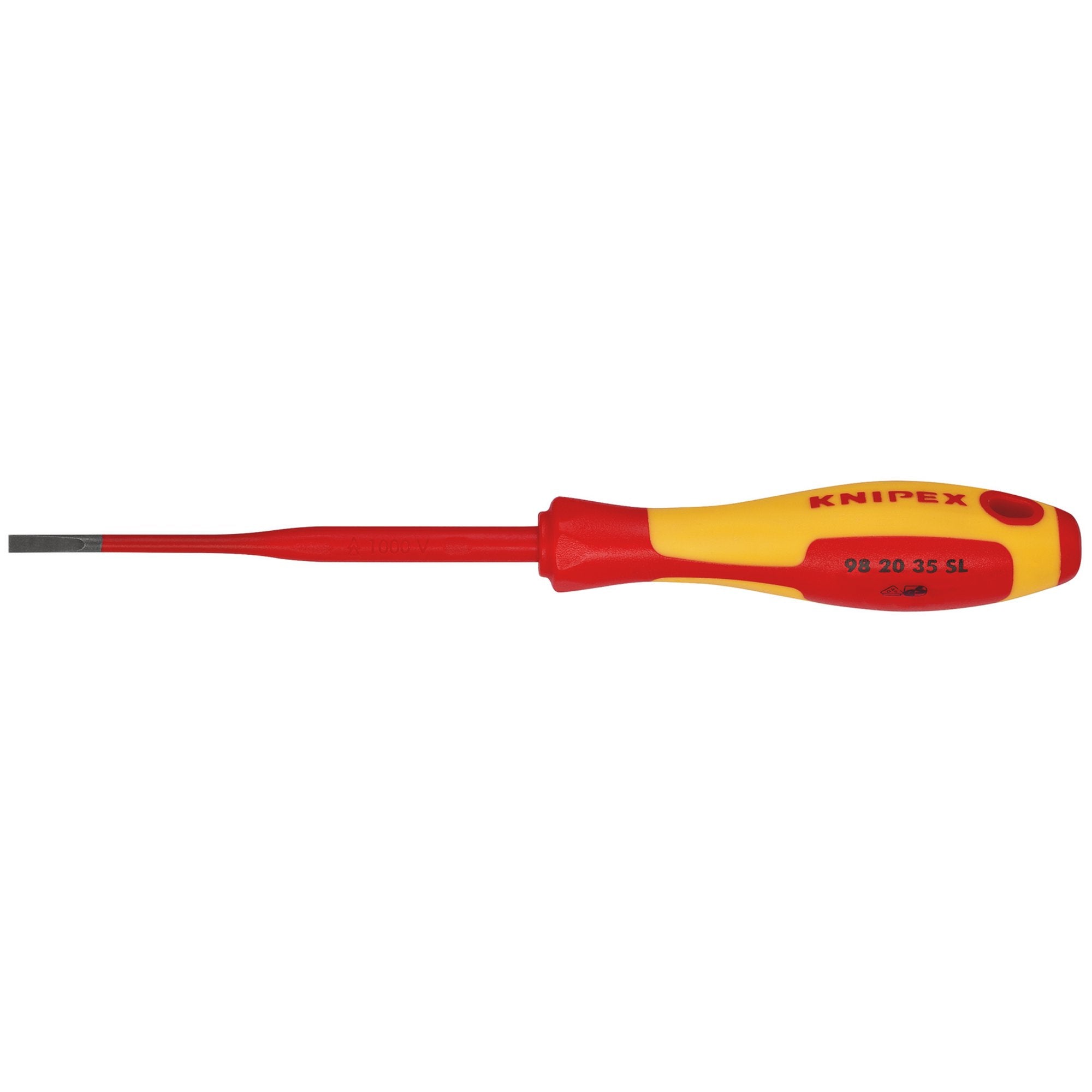 KNIPEX-98-20-35-SL-VDE-Insulated-Slotted-Screwdriver,-3.5-x-100mm---Slim