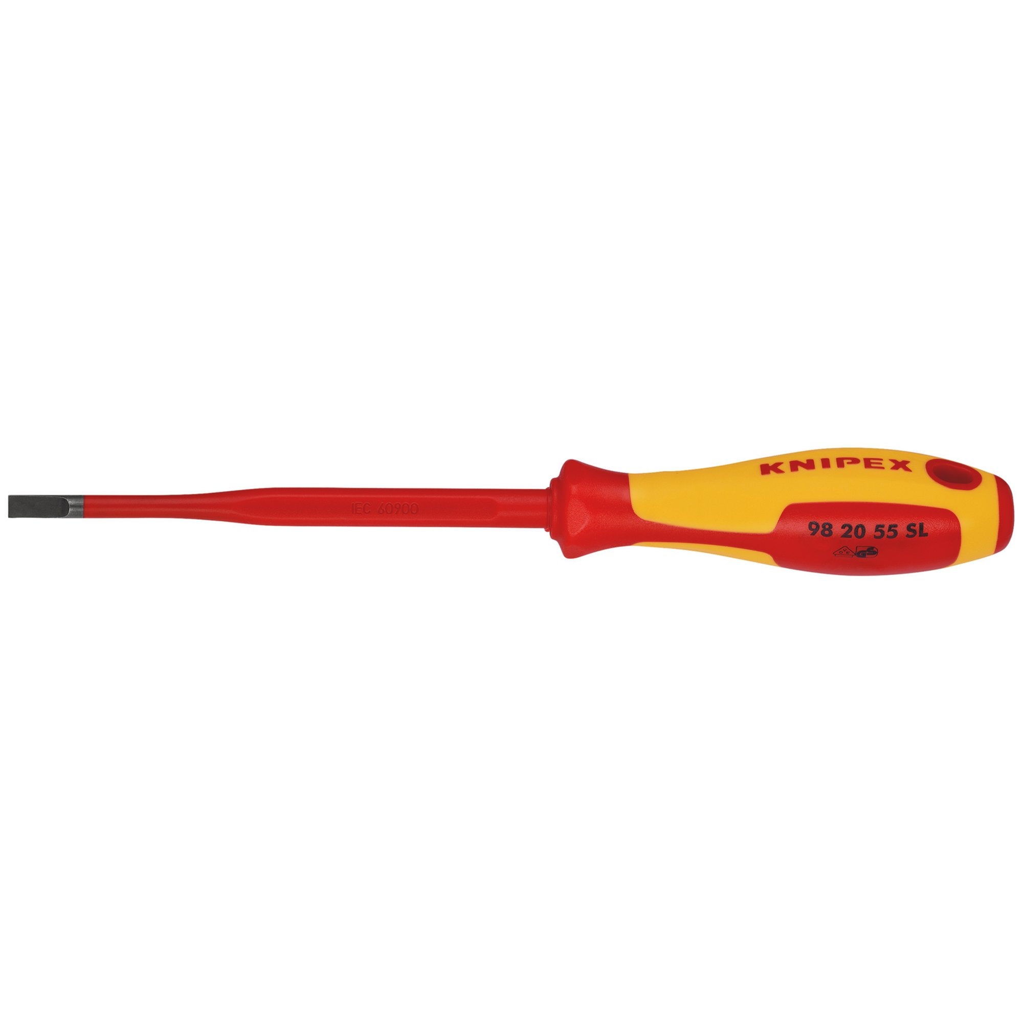 KNIPEX-98-20-55-SL-VDE-Insulated-Slotted-Screwdriver,-5.5-x-100mm---Slim