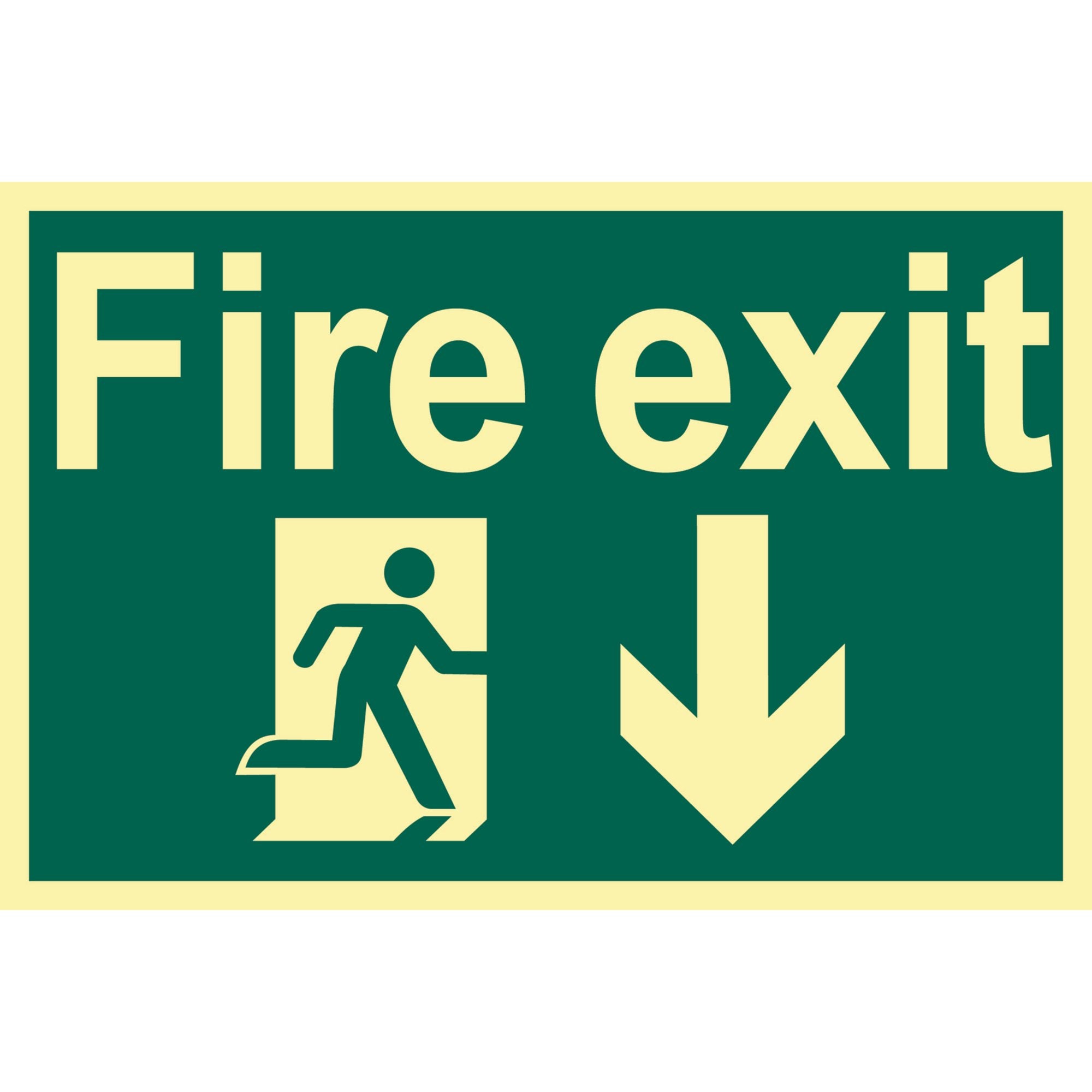 Glow-In-The-Dark-'Fire-Exit-Arrow-Down'-Safety-Sign