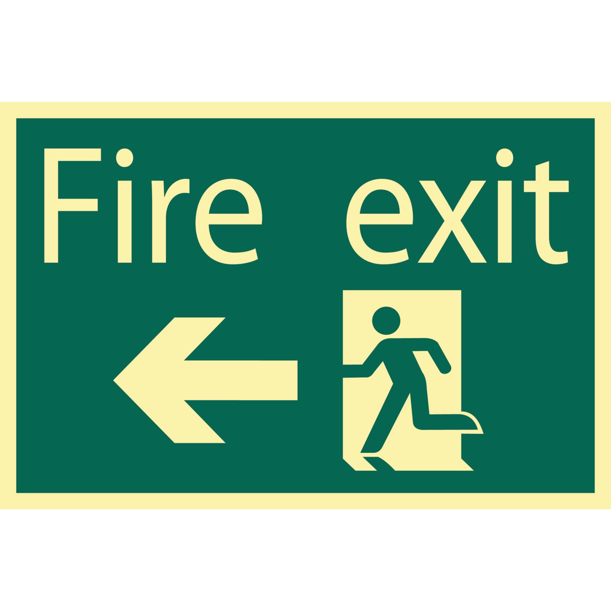 Glow-In-The-Dark-'Fire-Exit-Arrow-Left'-Safety-Sign