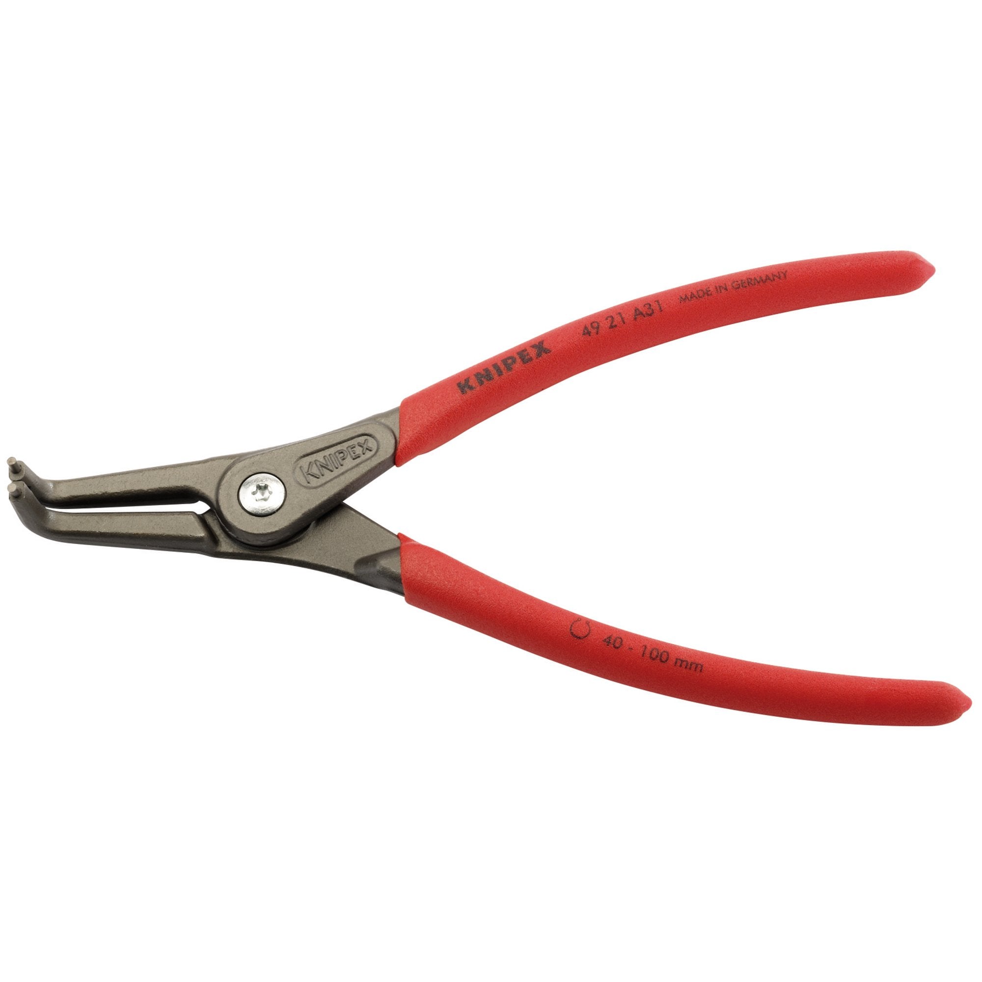 KNIPEX-49-21-A31-90°-External-Straight-Tip-Circlip-Pliers,-40---100mm-Capacity,-210mm