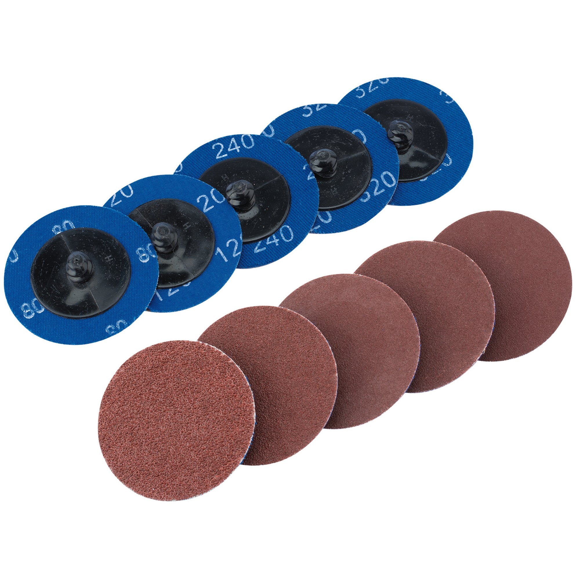 Assorted-Aluminium-Oxide-Sanding-Discs,-50mm-(Pack-of-10)