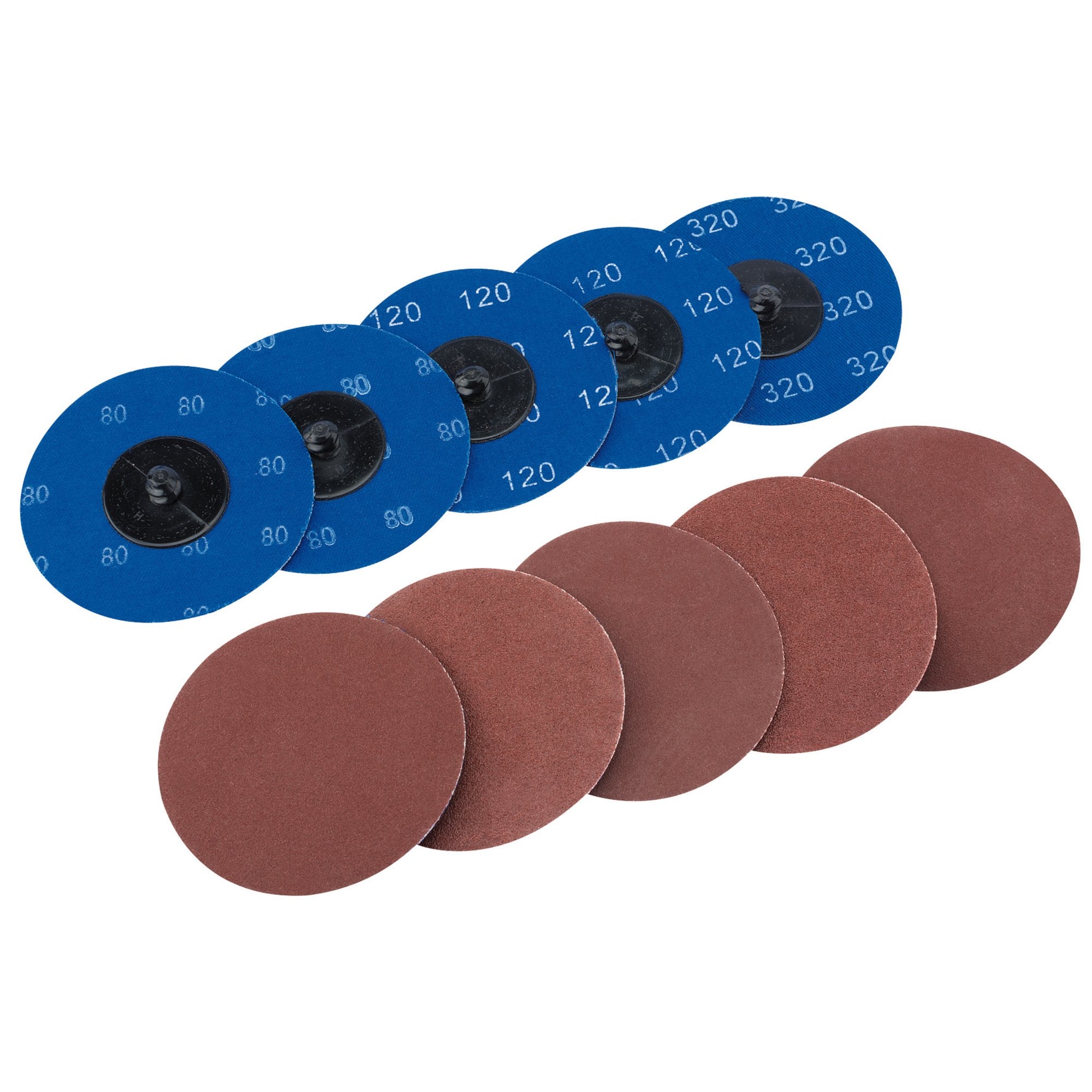Assorted-Aluminium-Oxide-Sanding-Discs,-75mm-(Pack-of-10)
