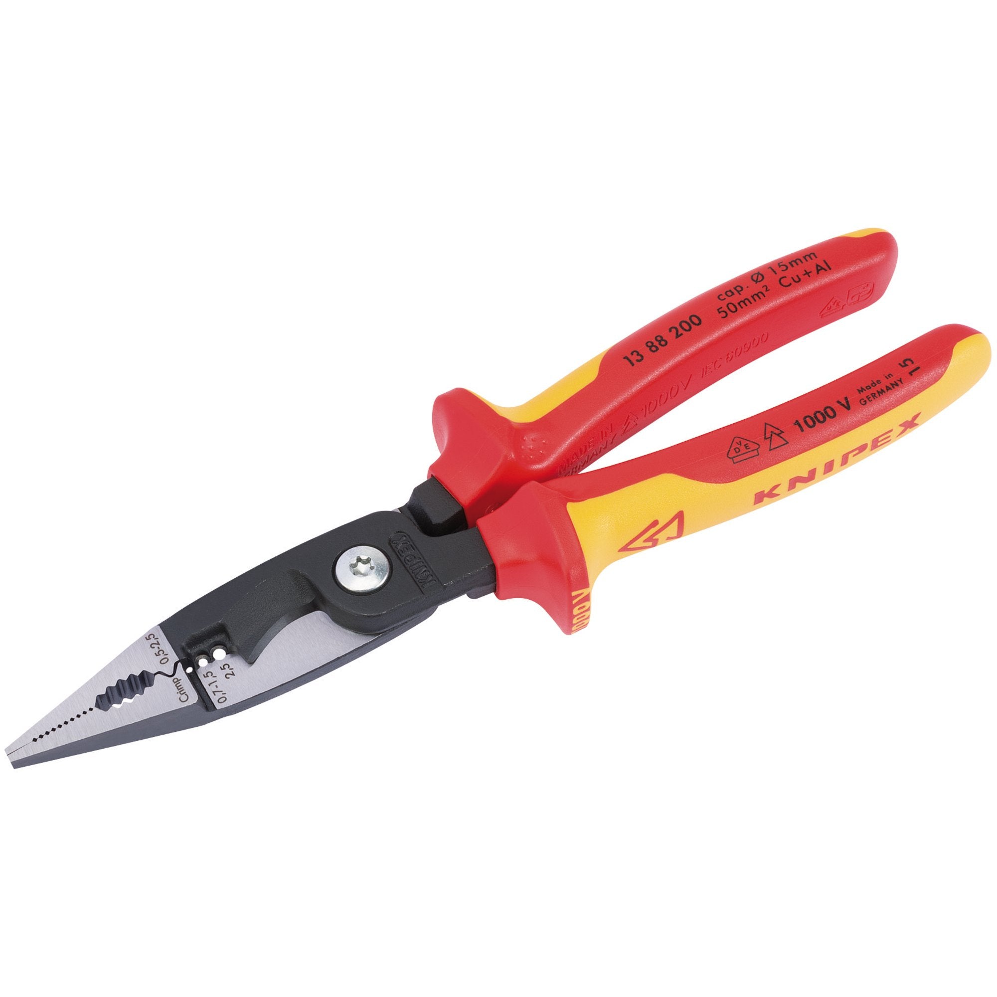 KNIPEX-13-88-200UKSBE-Fully-Insulated-Electricians-Universal-Installation-Pliers,-200mm