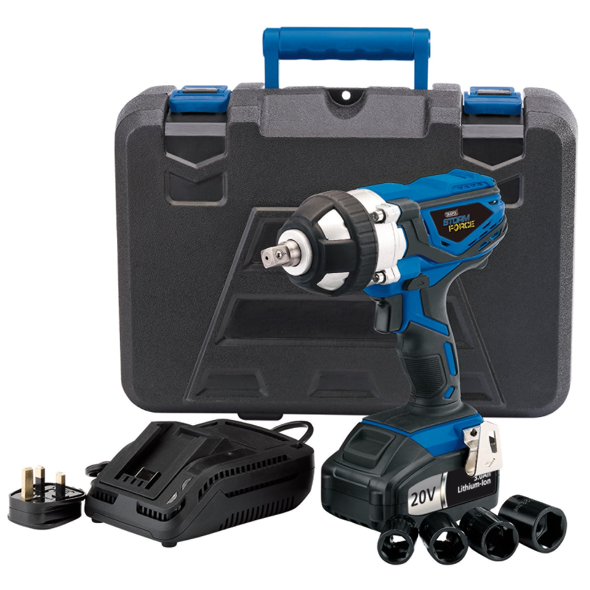 Draper-Storm-Force®-20V-Impact-Wrench,-1/2"-Sq.-Dr.,-400Nm,-2-x-3.0Ah-Batteries