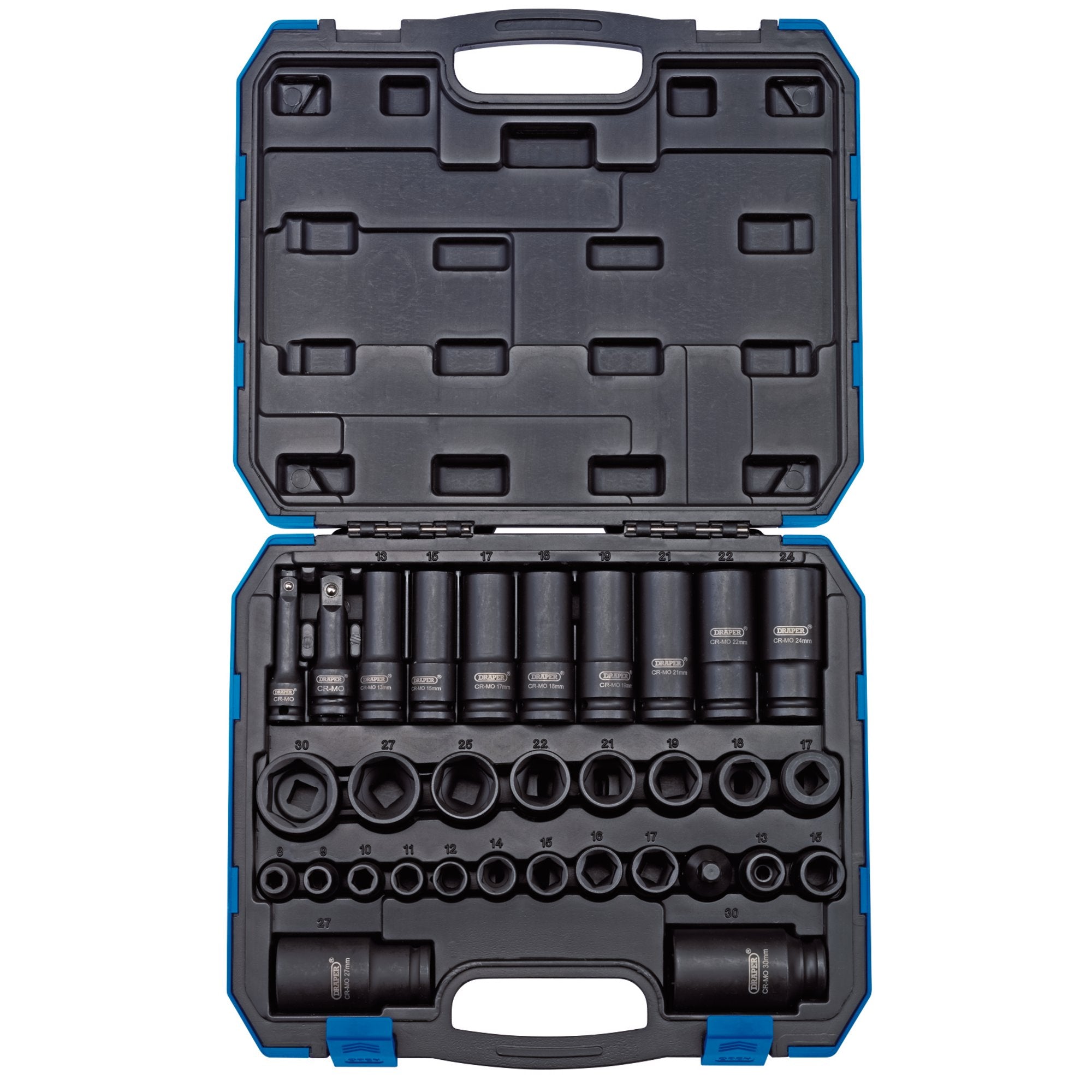 Draper-Impact-Socket-Set,-3/8"-&-1/2"-Sq.-Dr.-(32-Piece)