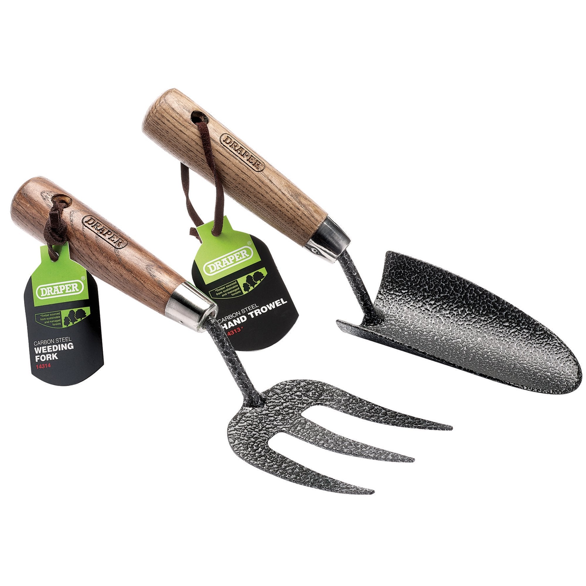 Carbon-Steel-Heavy-Duty-Hand-Fork-and-Trowel-Set-with-Ash-Handles-(2-Piece)