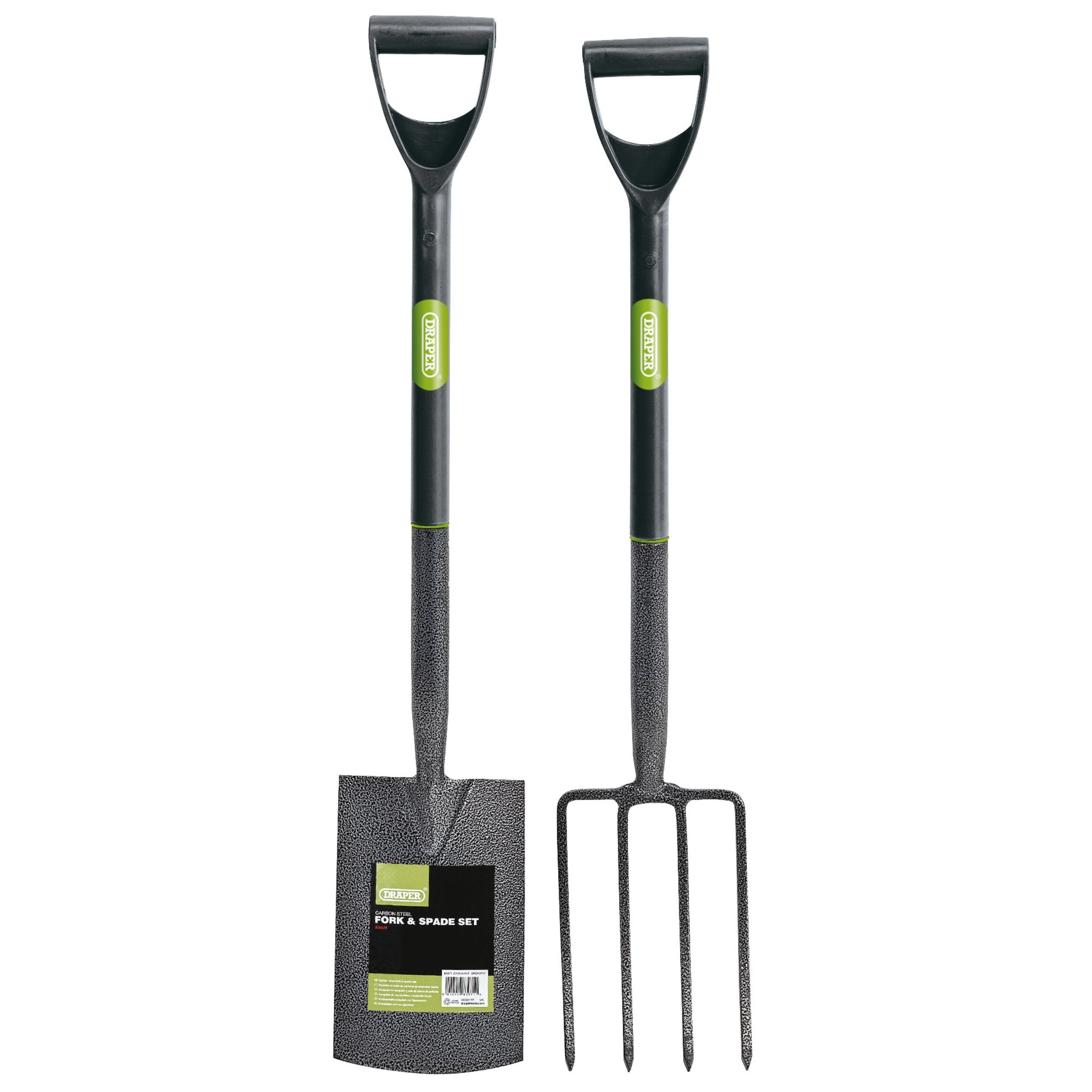 Carbon-Steel-Garden-Fork-and-Spade-Set,-Black