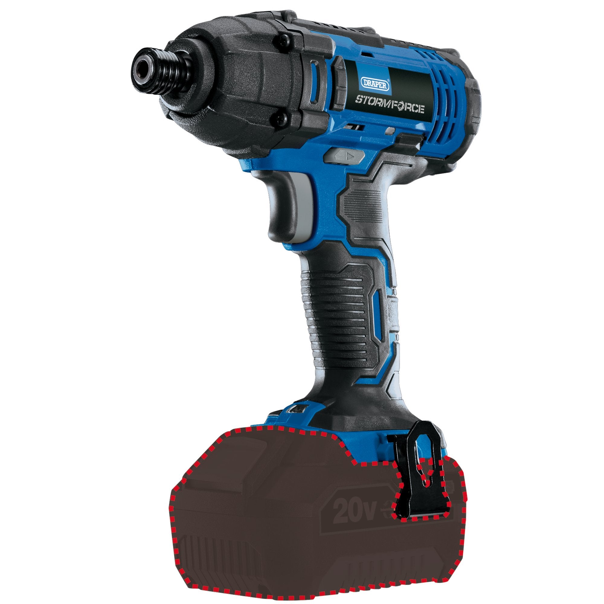 Draper-Storm-Force®-20V-Cordless-Impact-Driver,-1/4"-Hex.-(Sold-Bare)