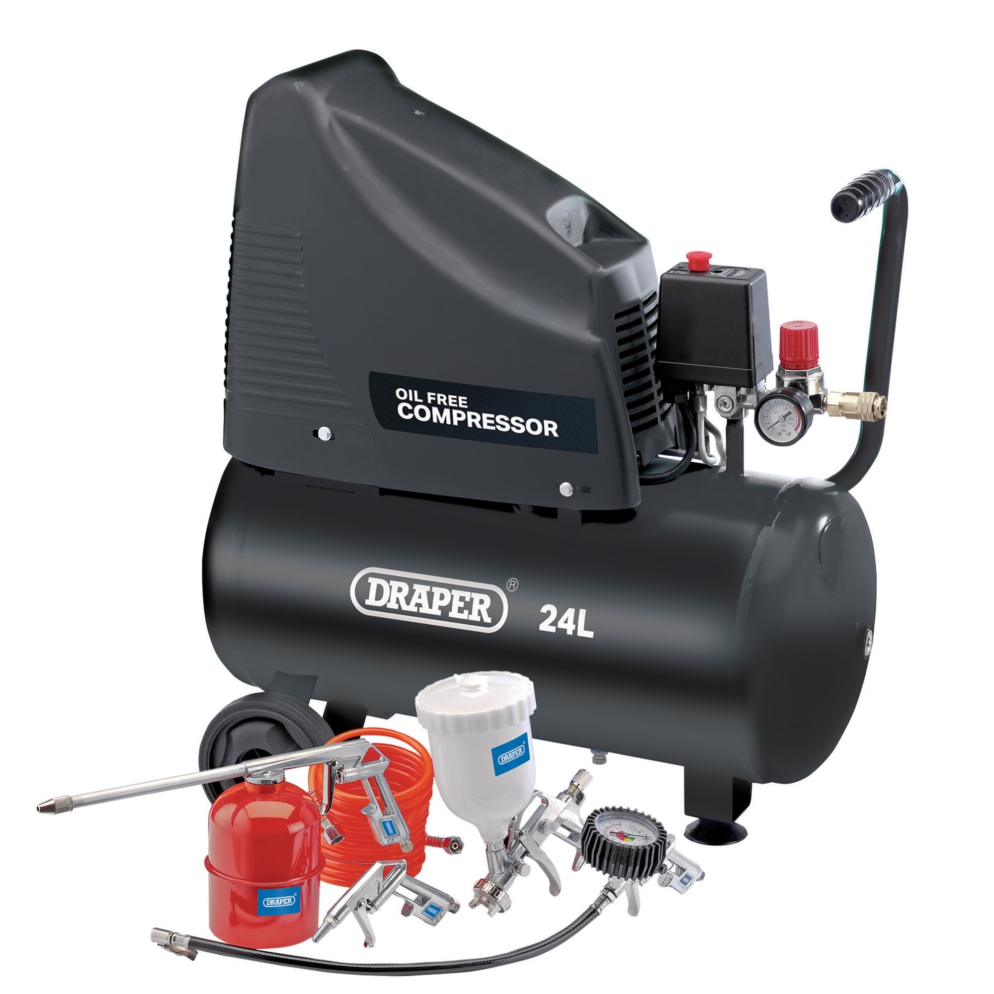 230V-Oil-Free-Compressor-and-Air-Tool-Kit,-24L
