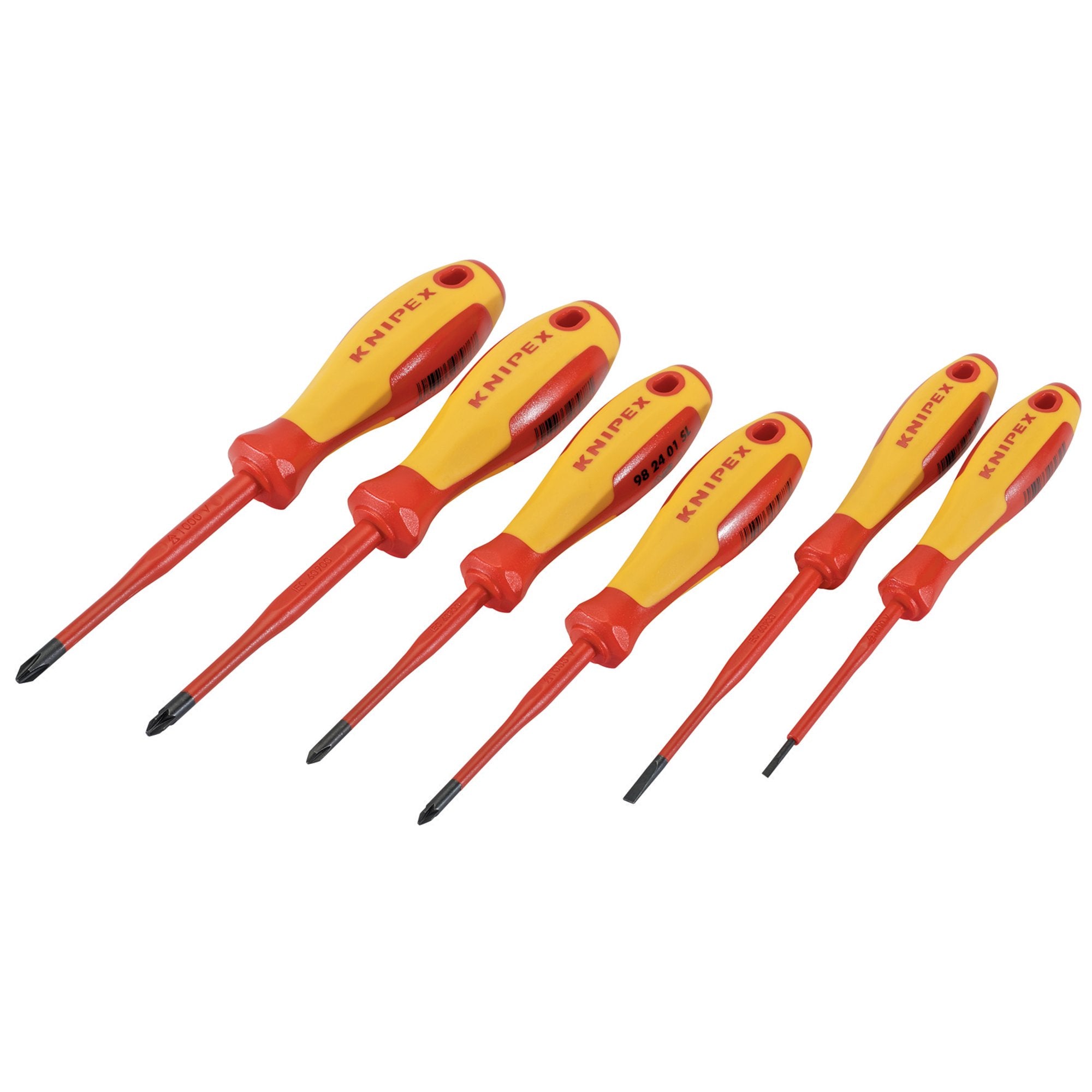 KNIPEX-00-20-12-VO4-VDE-Insulated-Slotted/Phillips®/Pozidriv®-Screwdriver-Set-(6-Piece)
