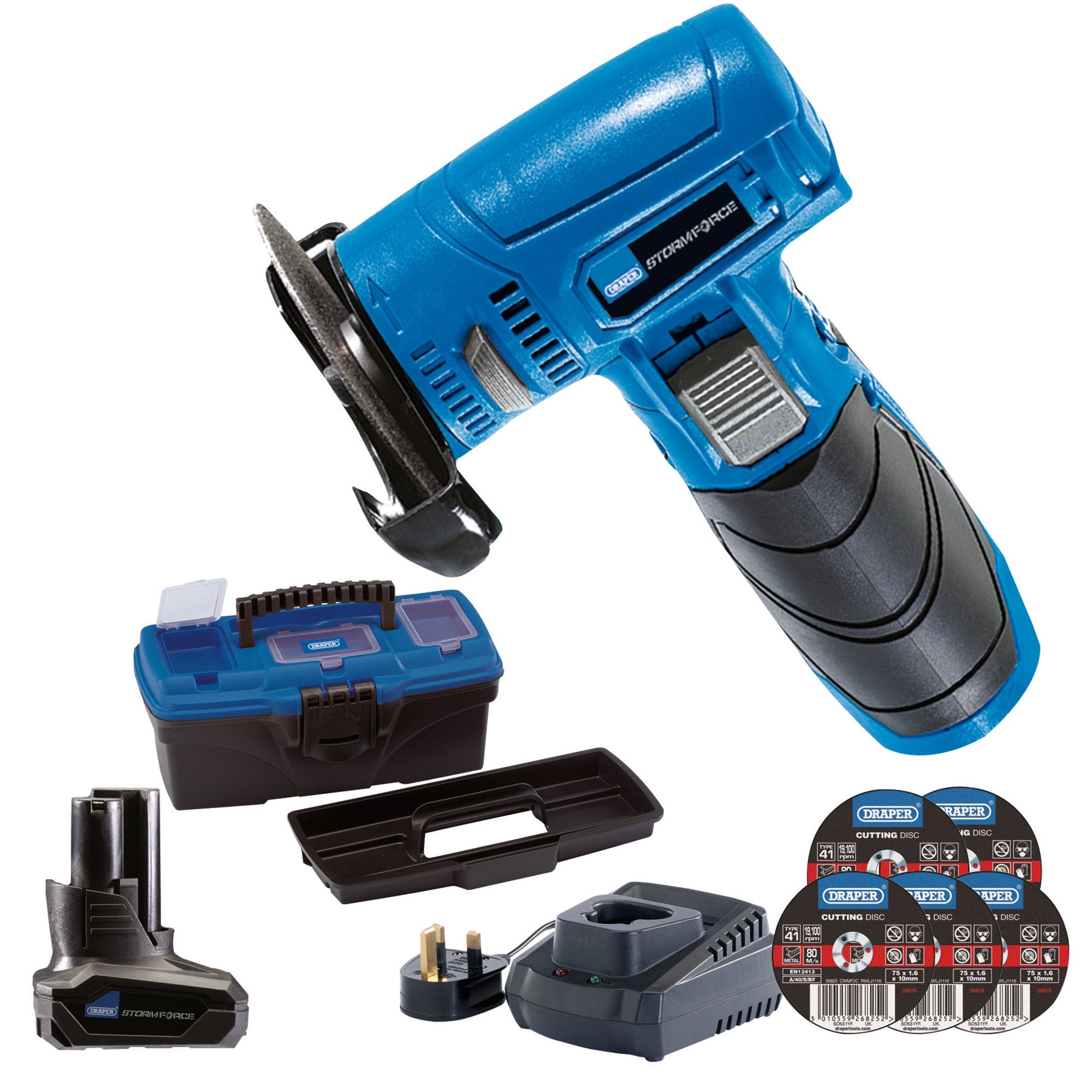 Draper-Storm-Force®-10.8V-Angle-Grinder/Cut-Off-Tool-Kit---Tool-Kit-1