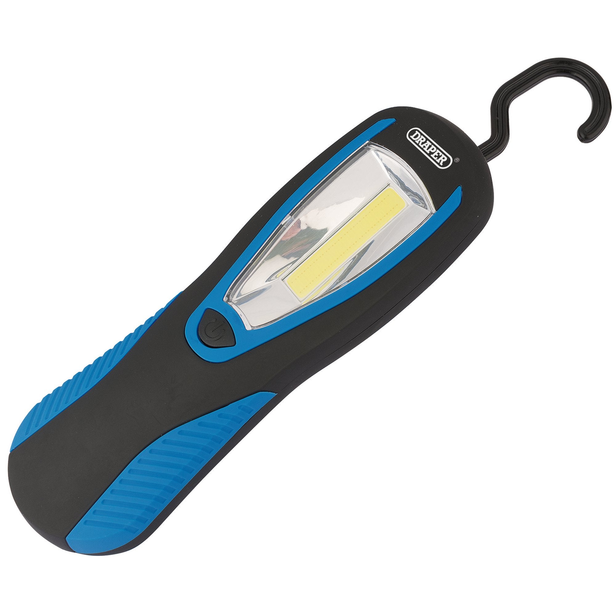 COB-LED-Work-Light-with-Magnetic-Back-and-Hanging-Hook,-3W,-200-Lumens,-Blue,-3-x-AA-Batteries-Supplied