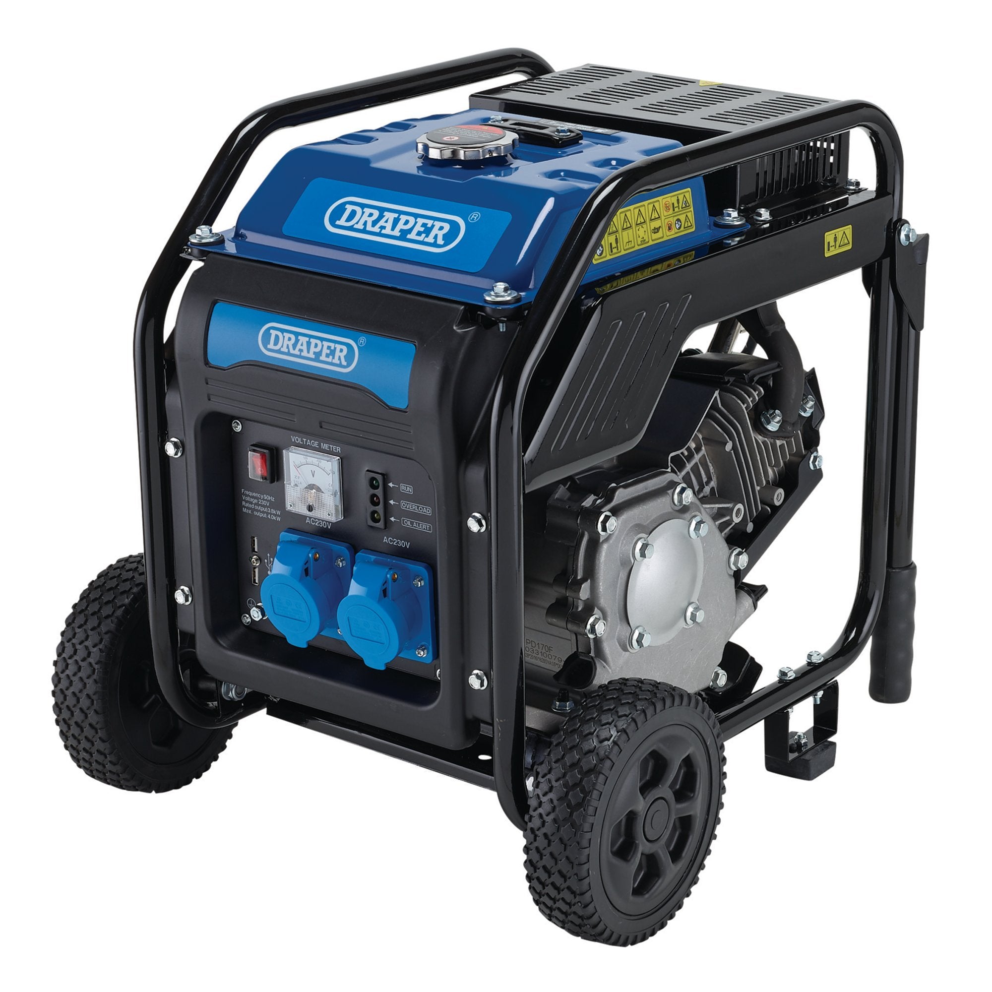Petrol-Open-Frame-Inverter-Generator-with-Wheels,-3800W