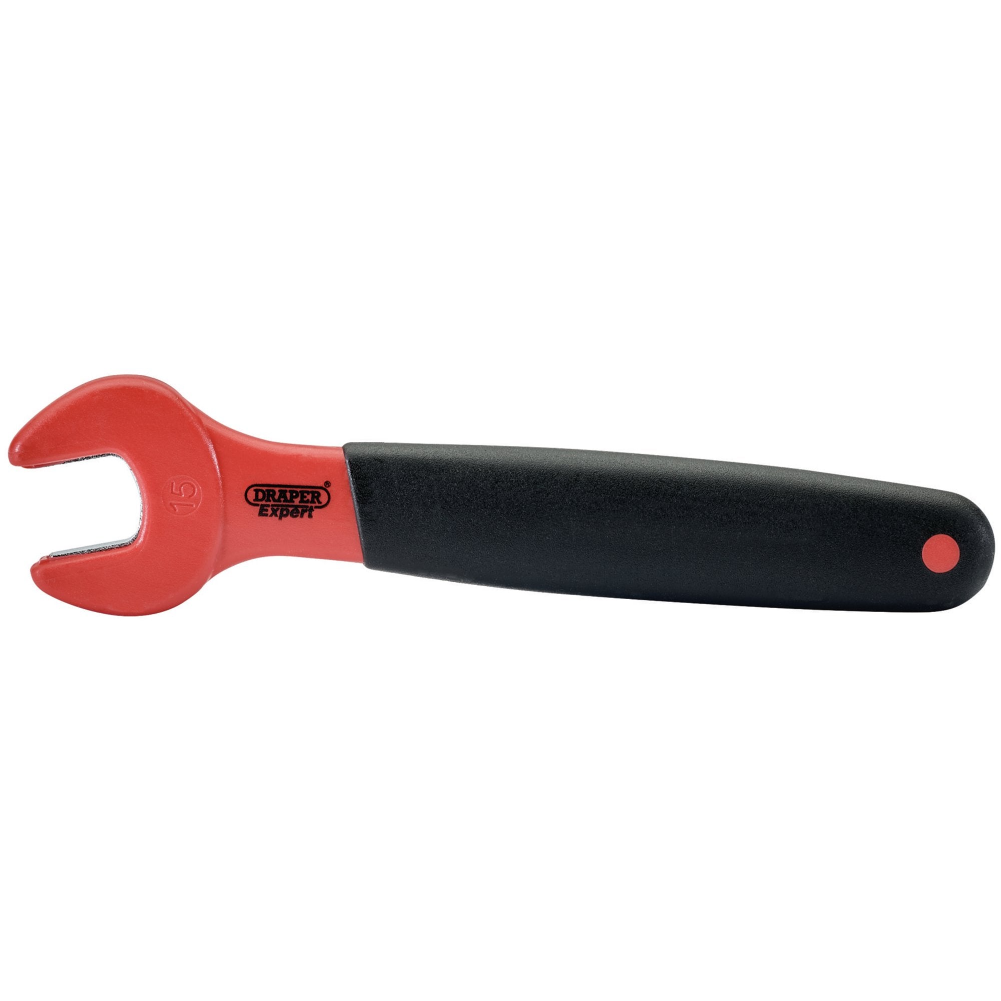 VDE-Approved-Fully-Insulated-Open-End-Spanner,-15mm