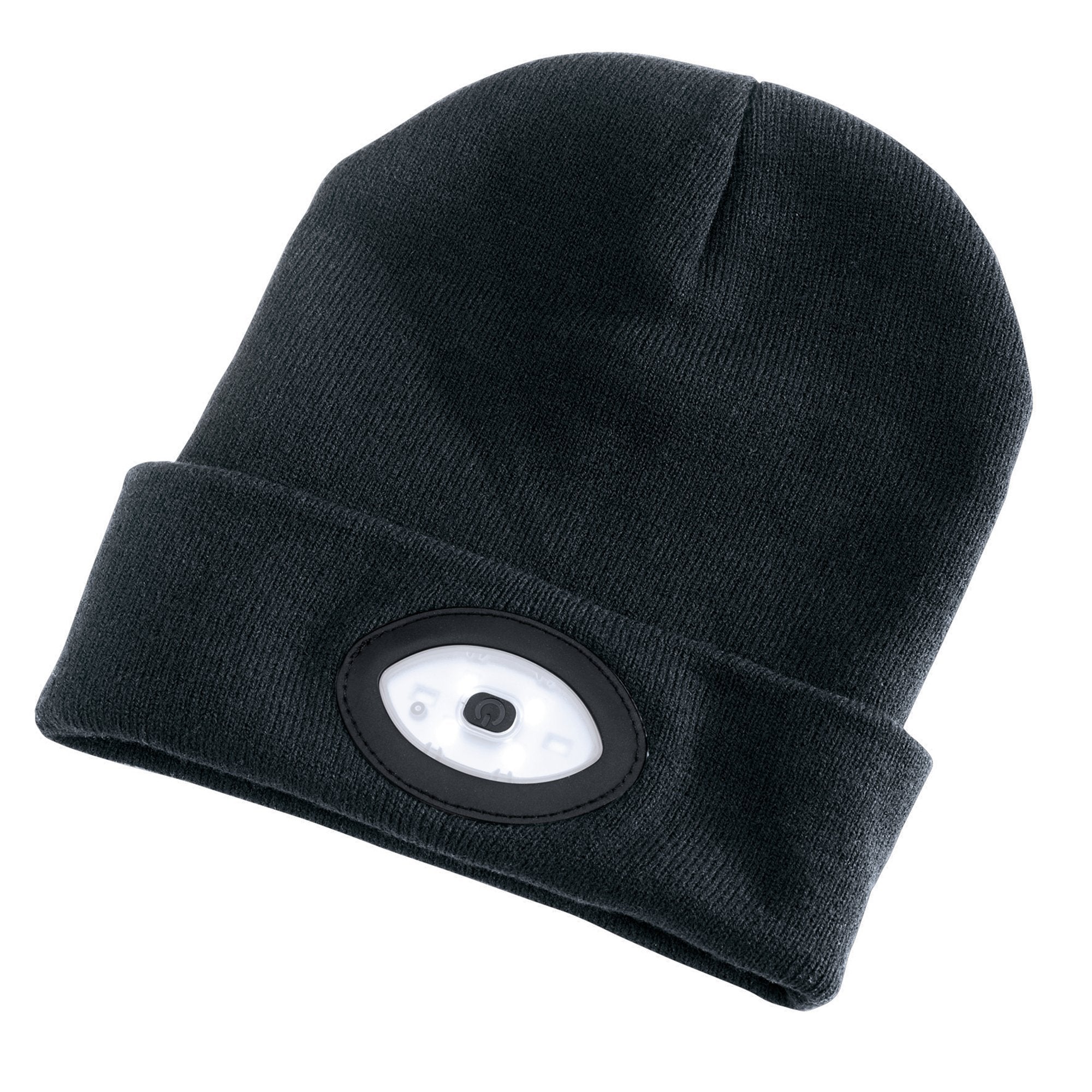 Beanie-Hat-with-Rechargeable-Torch,-One-Size,-1W,-100-Lumens,-Black