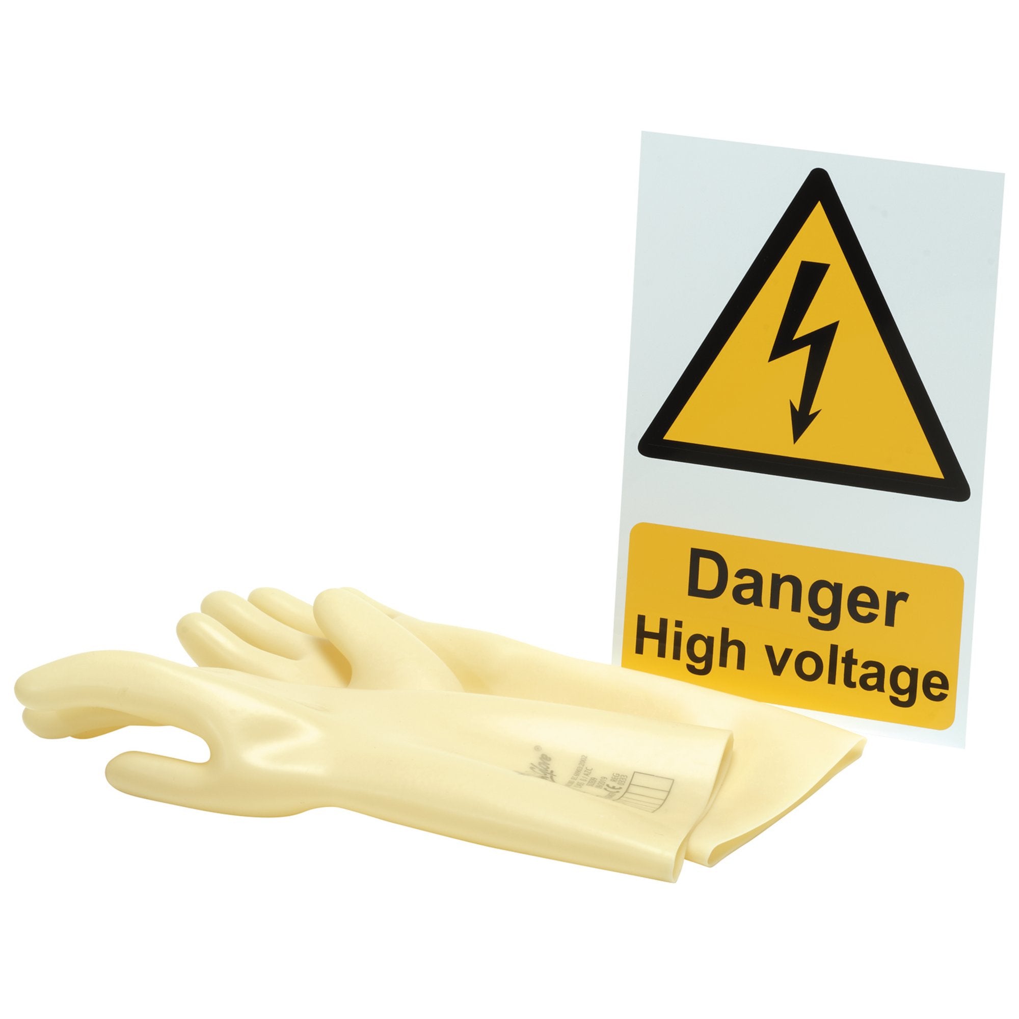 Electrical-Insulating-Gloves-and-'Danger-High-Voltage'-Hazard-Sign